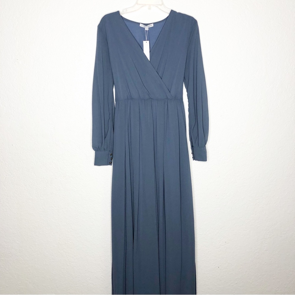 Baltic Born Lydia blue v neckline long sleeve maxi dress size Large NWT - Picture 2 of 16